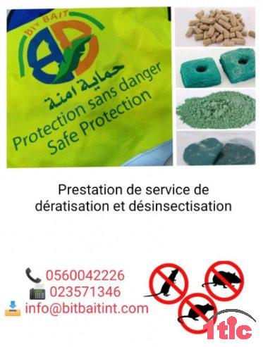 Prestation de service 2D; dératisation et désinsectisation .