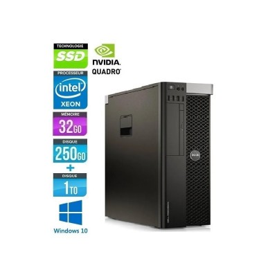 DELL Precision T5810 Xeon Quad Core E5-1620 32Go 256Go SSD + 1To HDD NVidia Quadro M2000 Windows 10 ou 11 Pro 64