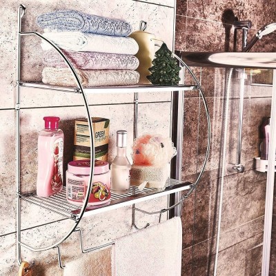 Metalife Étagère De Salle De Bain, Etagère Murale À 2 Niveaux, Montage Mural Avec Barre À Serviettes