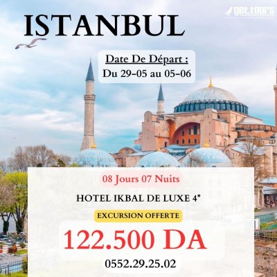 PROMO ISTANBUL 122.000DA DEPART 29 MAI HOTEL IKBAL DE LUXE 4* + EXCURTION GRATUITE