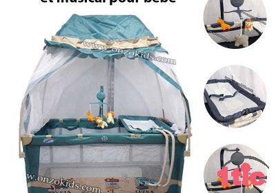 Lit parc style Tente balançoire et musical pour bébé | Pingouin