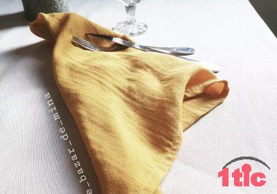 Lot 6 serviettes de table en gaze de coton