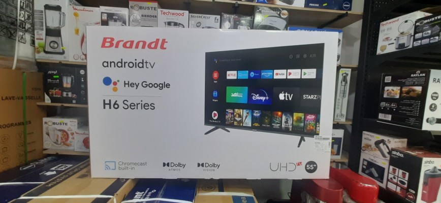 PRO?OTION TV BRANDT 55 H6 SMART 4K UHD ANDROID 11  HEY GOOGLE FRAMLESS